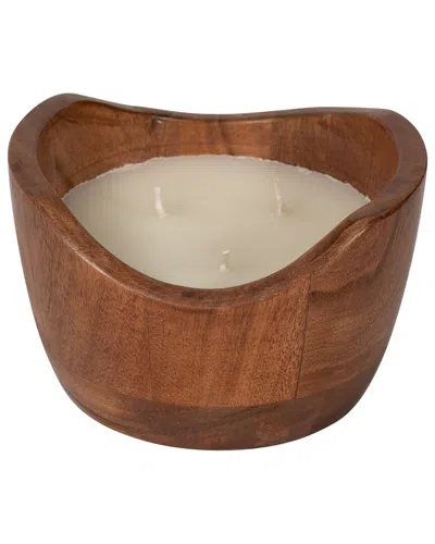 Sagebrook Home 6in 17oz Vanilla Curvy Wood Bowl Candle