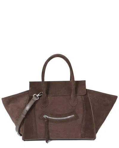 Tiffany & Fred Paris Suede & Leather Winged Tote In Brown