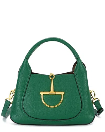 Tiffany & Fred Paris Pebbled Leather Top Handle Shoulder Bag In Green