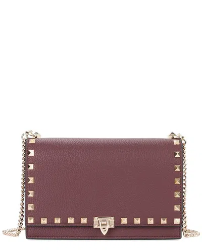 Tiffany & Fred Paris Studded Fold-over Leather Clutch In Burgundy