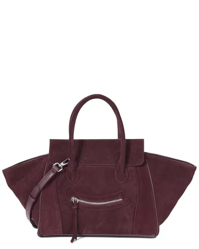 Tiffany & Fred Paris Suede & Leather Winged Tote In Burgundy