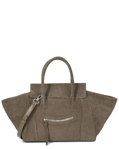 Tiffany & Fred Paris Suede & Leather Winged Tote In Brown