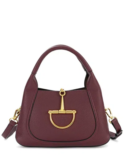 Tiffany & Fred Paris Pebbled Leather Top Handle Shoulder Bag In Burgundy