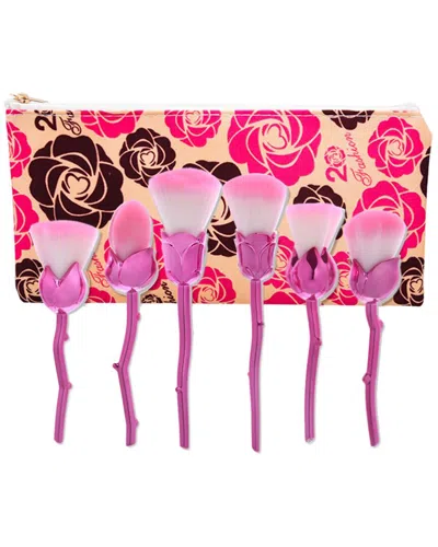 La Sante 6pc Premium Floral Makeup Brush Set With Case In Pink