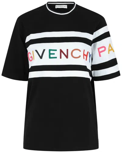 Givenchy Logo Embroidered T-shirt In Black