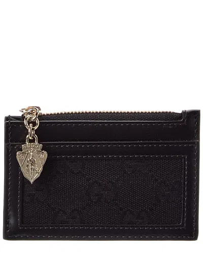 Gucci Luce Gg Canvas & Leather Card Case In Black