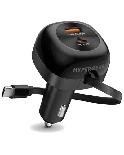 Hypergear Speedboost 60w Retractable Car Charger In Black
