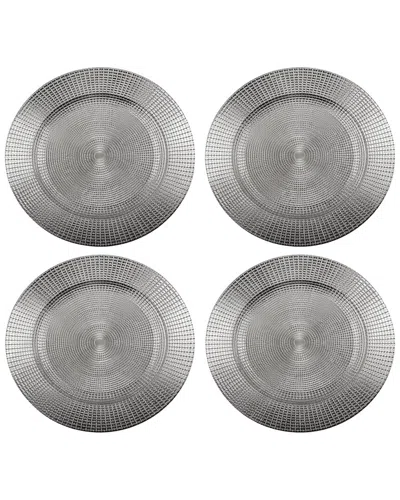 American Atelier Estelle Plated Set Of 4 Charger Plates In Gray