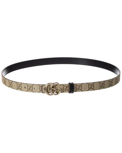 Gucci Gg Marmont Reversible Gg Supreme Canvas & Leather Belt In Brown