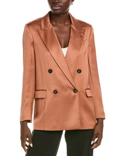 Brunello Cucinelli Satin Blazer In Orange