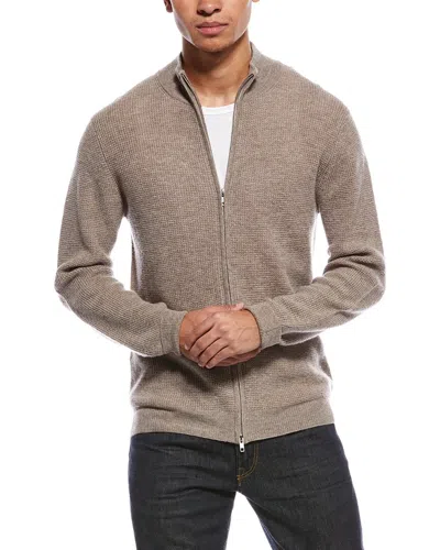 Scott & Scott London Brodie Cashmere Moss Stitch Wool & Cashmere-blend Bomber Jacket In Brown