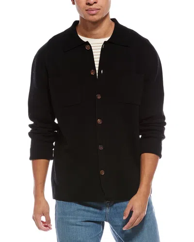 Scott & Scott London Brodie Cashmere Classic Wool & Cashmere-blend Sweater Shirt In Black
