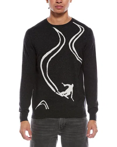 Scott & Scott London Brodie Cashmere Ski Slope Wool & Cashmere-blend Crewneck Sweater In Black
