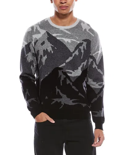 Scott & Scott London Brodie Cashmere Graphic Mountain Wool & Cashmere-blend Crewneck Sweater In Gray