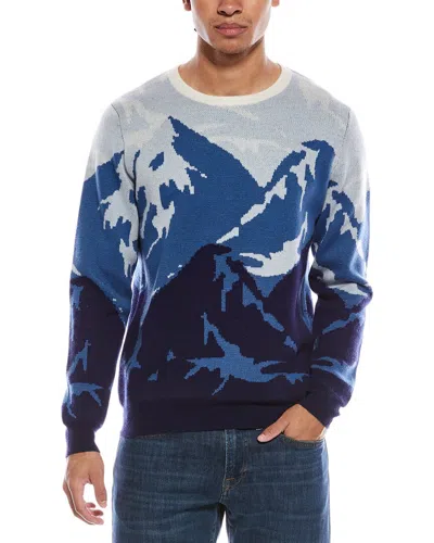 Scott & Scott London Brodie Cashmere Graphic Mountain Wool & Cashmere-blend Crewneck Sweater In Blue