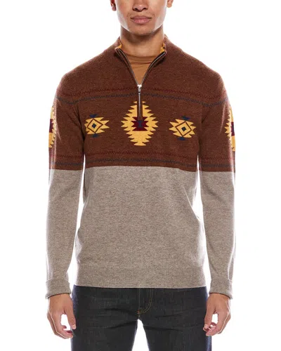 Scott & Scott London Brodie Cashmere Navajo Wool & Cashmere-blend 1/4-zip Mock Neck Sweater In Brown