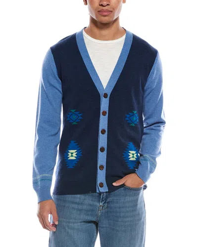Scott & Scott London Brodie Cashmere Navajo Wool & Cashmere-blend Cardigan In Blue
