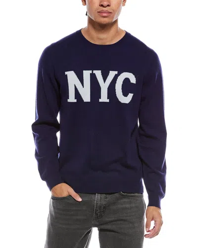Scott & Scott London Brodie Cashmere Nyc Wool & Cashmere-blend Crewneck Sweater In Blue