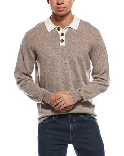 Scott & Scott London Brodie Cashmere Solid Wool & Cashmere-blend Rugby Shirt In Brown