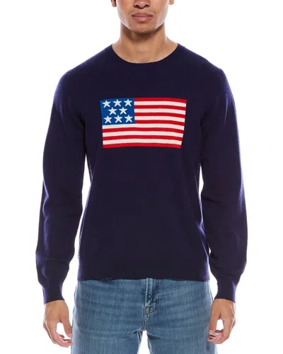 Scott & Scott London Brodie Cashmere American Flag Wool & Cashmere-blend Crewneck Sweater In Blue