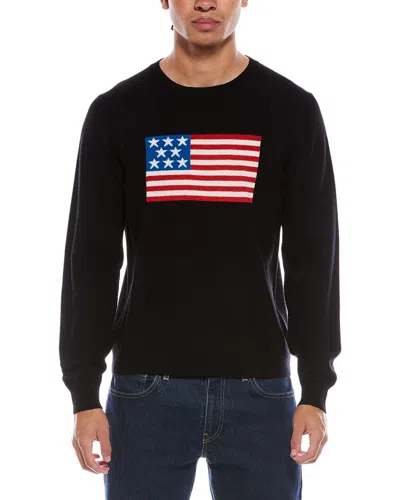 Scott & Scott London Brodie Cashmere American Flag Wool & Cashmere-blend Crewneck Sweater In Black