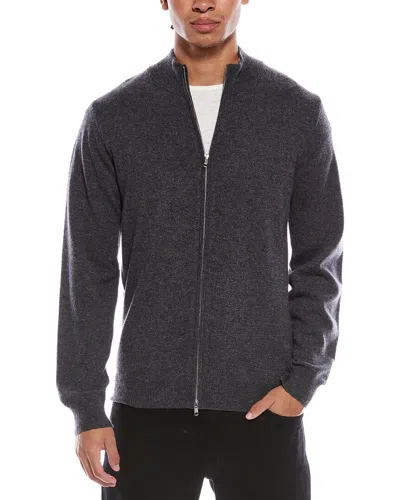 Scott & Scott London Brodie Cashmere Zip Up Wool & Cashmere-blend Funnel Neck Cardigan In Gray