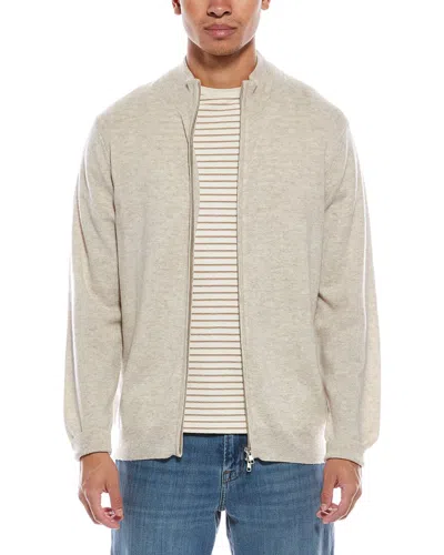 Scott & Scott London Brodie Cashmere Zip Up Wool & Cashmere-blend Funnel Neck Cardigan In Multi