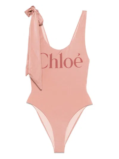 Chloé Antiqued Pink Stretch Nylon Swimsuit In Pink