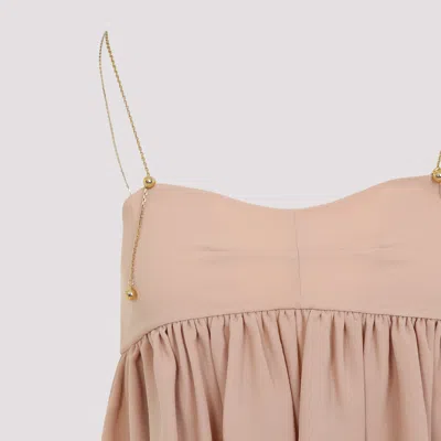 Chloé Sleeveless Silk Georgette Top With Ruffles In Neutral
