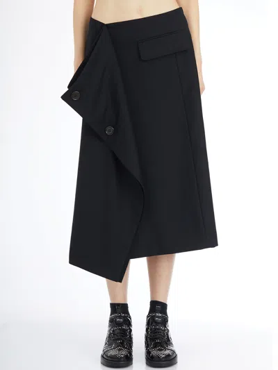 Comme Des Garçons Long Wool Skirt In Black