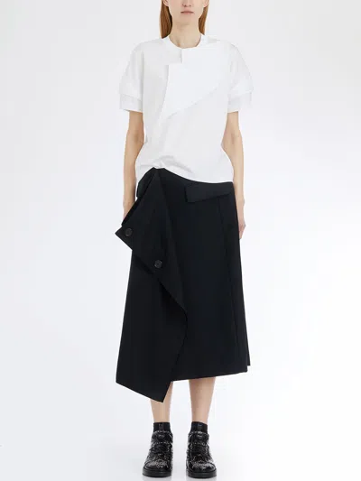 Comme Des Garçons Long Wool Skirt In Black