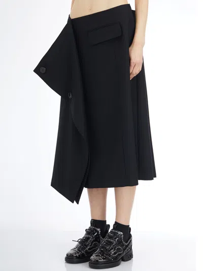 Comme Des Garçons Long Wool Skirt In Black