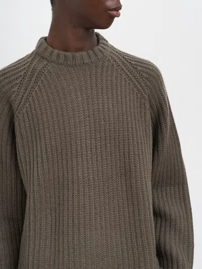 Devoa Cashmere Crew Neck Sweater In Brown