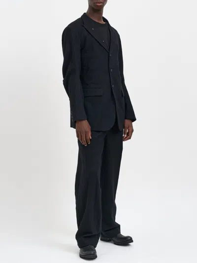 Devoa Wool Trousers With Pleats In Blue