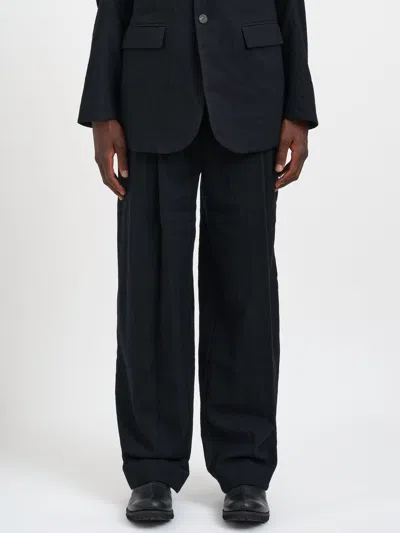 Devoa Wool Trousers With Pleats In Blue