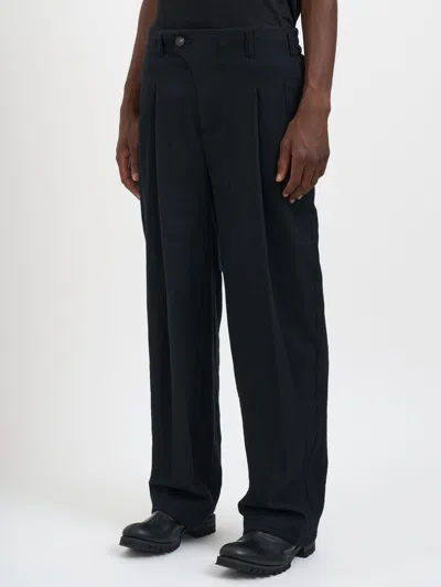 Devoa Wool Trousers With Pleats In Blue