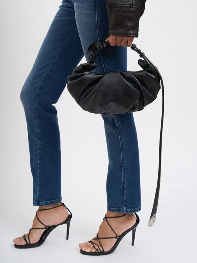 Diesel Grab-d S-small Scrunched Hobo Bag In Shiny Pu In Black