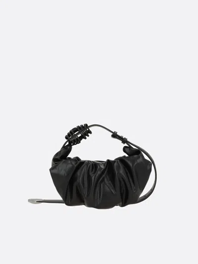 Diesel Grab-d S-small Scrunched Hobo Bag In Shiny Pu In Black