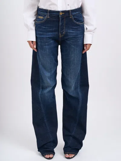 Dsquared2 Twisted Denim Trousers In Blue