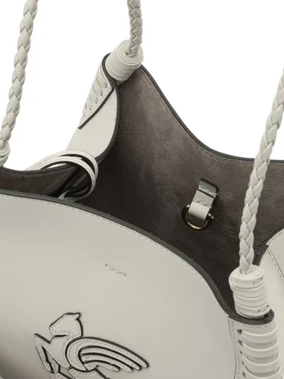 Etro Braided Handle Structured Shoulder Bag In Gray