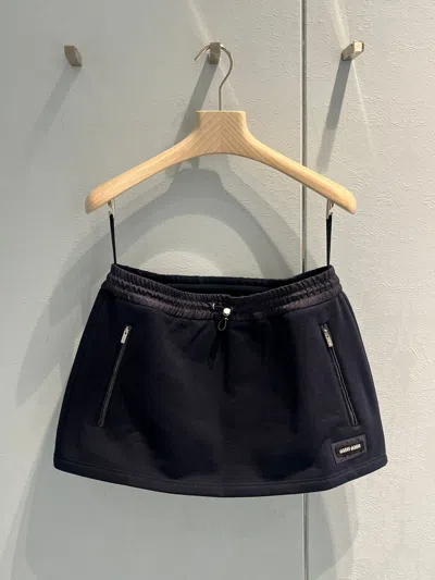Miu Miu Drawstring Mini Skirt In Blue
