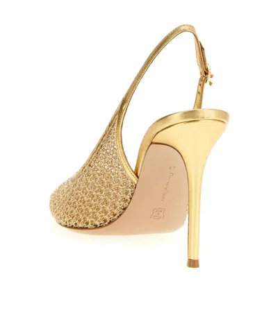 Gianvito Rossi Nikki Mesh Slingback Pumps Metallic Stiletto In Gold