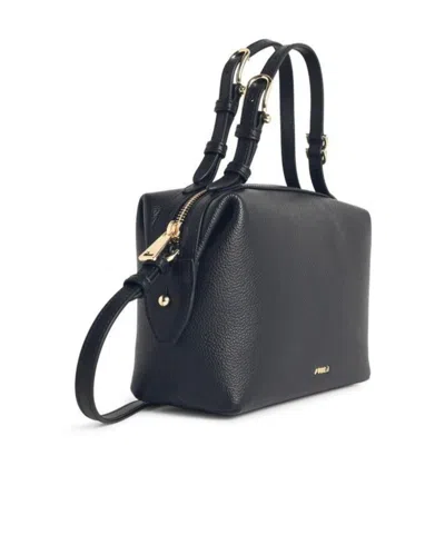 Furla Logo Detail Top Handle Bag In Black