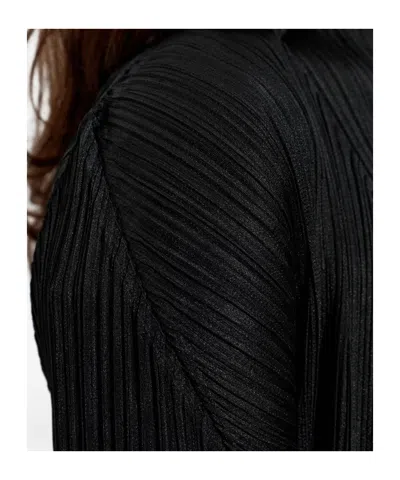 Issey Miyake Pleated Long Coat In Black
