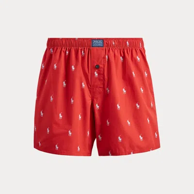 Ralph Lauren Classic Woven Cotton Polo Pony Boxer In Red