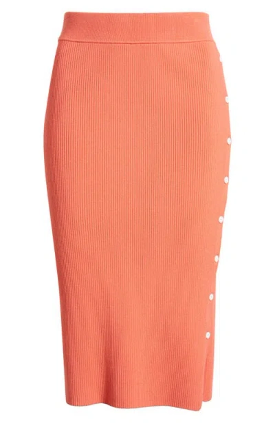 Rag & Bone Asher Side Button Rib Sweater Skirt In Pink