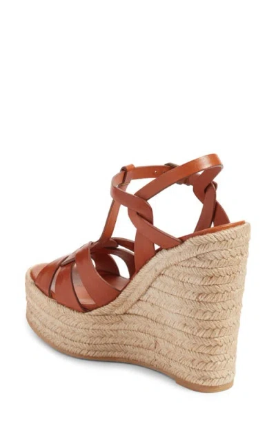 Saint Laurent Tribute Espadrille Wedge In Brown