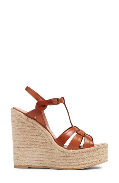 Saint Laurent Tribute Espadrille Wedge In Brown