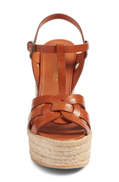 Saint Laurent Tribute Espadrille Wedge In Brown