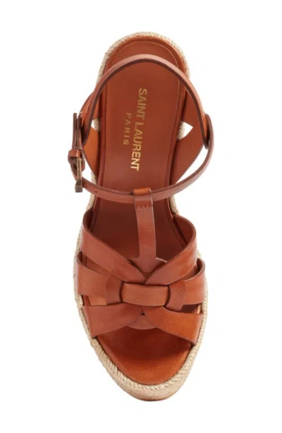 Saint Laurent Tribute Espadrille Wedge In Brown
